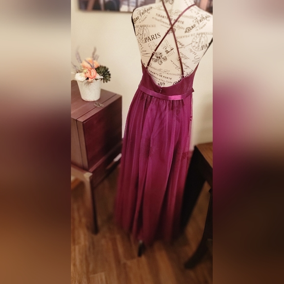 GALINA SIGNATURE || Burgandy Wine Half Wrap Formal Gown - Women's Sz 14 - Picture 16 of 16